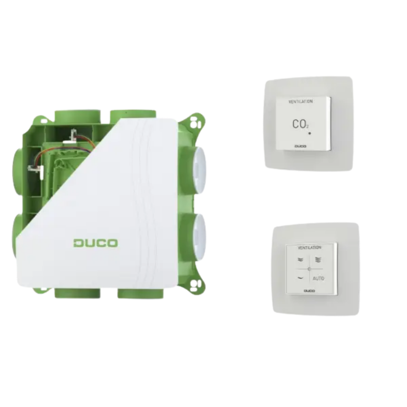 DucoBox Silent 2.0 All-In-One CO2 BD - 400 m3/h - Randaarde - ingebouwde vochtsensor + afstandsbediening RF + CO2 ruimtesensor afbeelding