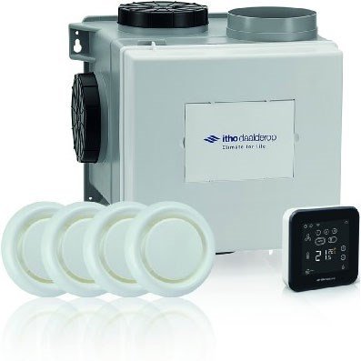 Itho Daalderop CVE-S eco fan ventilator box alles-in-1 pakket SPI + vochtsensor + RFT spider base + 4 ventielen - perilex stekker & eurostekker