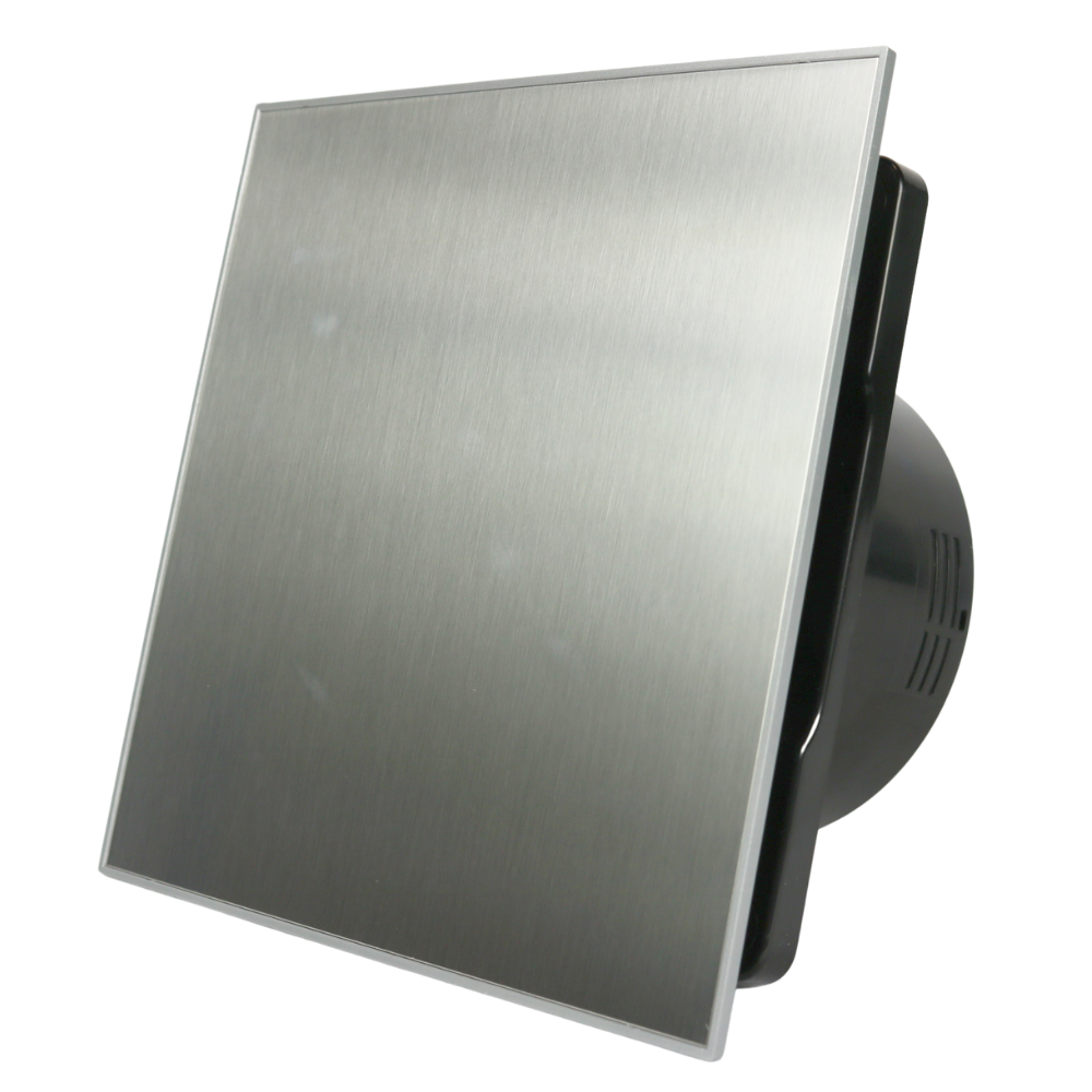 Whisper Pro-Design badkamerventilator - Ø125mm - met nalooptimer - RVS vlak - zwarte ventilator afbeelding 1