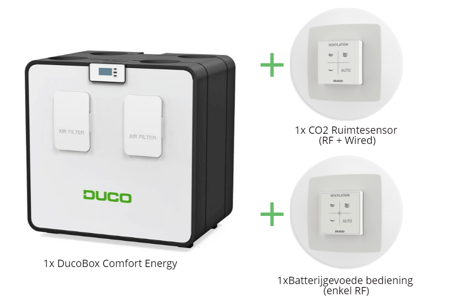 All-in-one DucoBox Energy Comfort WTW-unit - 325 m3/h - CO2 en RF Bediening afbeelding