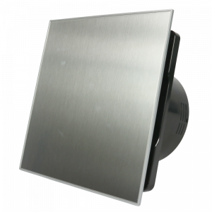 Whisper Pro-Design badkamerventilator - Ø100mm - met nalooptimer + vochtsensor - rvs vlak - zwarte ventilator