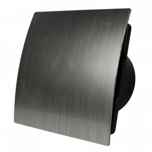 Whisper Pro-Design badkamerventilator - Ø100mm - met nalooptimer - gebogen kunststof - zilver - zwarte ventilator