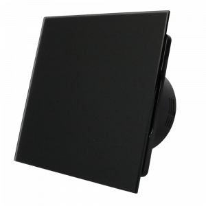 Whisper Pro-Design badkamerventilator - Ø125mm - aan/uit - vlak glas - mat zwart - zwarte ventilator