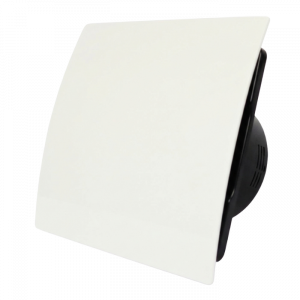 Whisper Pro-Design badkamerventilator - Ø100mm - met nalooptimer + vochtsensor - gebogen kunststof - wit - zwarte ventilator Whisper Pro-Design badkamerventilator - Ø100mm - met nalooptimer + vochtsensor - gebogen kunststof - wit - zwarte ventilator