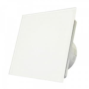 Badkamer/toilet ventilator - met timer - Ø125mm - vlak glas - mat wit Badkamer/toilet ventilator - met timer - Ø125mm - vlak glas - mat wit