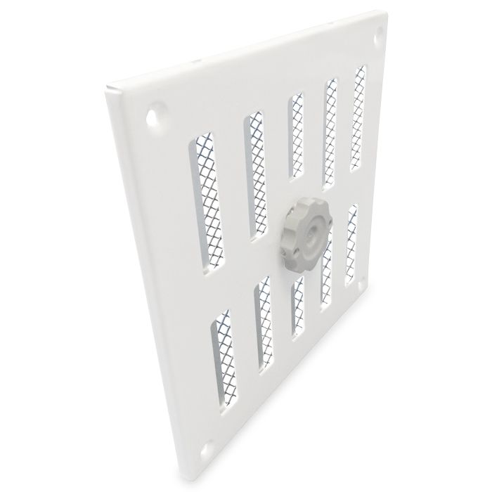 Aluminium afsluitbaar schuifrooster opbouw 155 x 155mm - WIT
