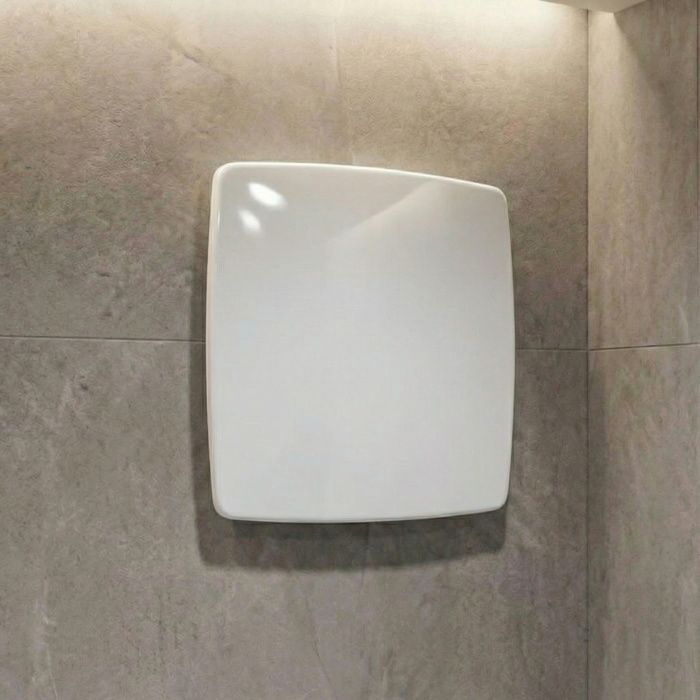 Whisper pro-design badkamerventilator - Ø100mm - met nalooptimer en vochtsensor - bold line - kunststof - wit Whisper pro-design badkamerventilator - Ø100mm - met nalooptimer en vochtsensor - bold line - kunststof - wit