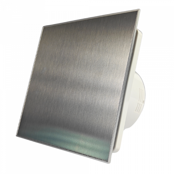 Whisper pro-design badkamerventilator - Ø100mm - met nalooptimer en vochtsensor - vlak - rvs
