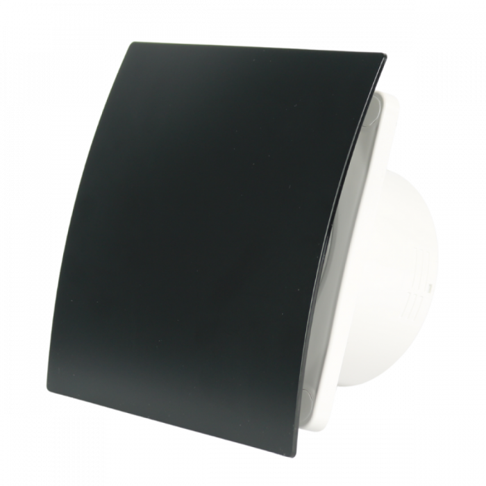 Badkamer/toilet ventilator - met timer - Ø100mm - gebogen kunststof - mat zwart