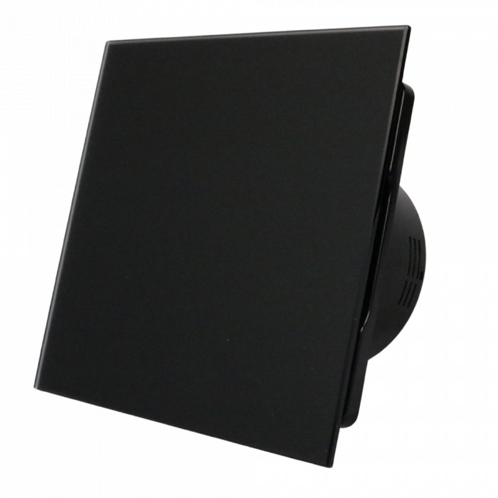  Whisper Pro-Design badkamerventilator - Ø125mm - met nalooptimer - vlak glas - mat zwart - zwarte ventilator