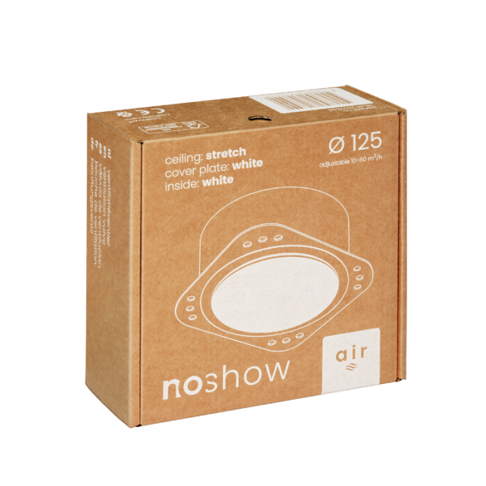 NoShow designventiel stretch - spanplafond - Ø 125mm - toevoer/afvoer - WIT NoShow designventiel stretch - spanplafond - Ø 125mm - toevoer/afvoer - WIT