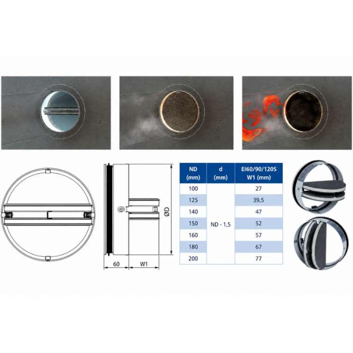 Brandwerende vlinderklep (brandklep) Ø125mm - 60 minuten Brandwerende vlinderklep (brandklep) Ø125mm - 60 minuten