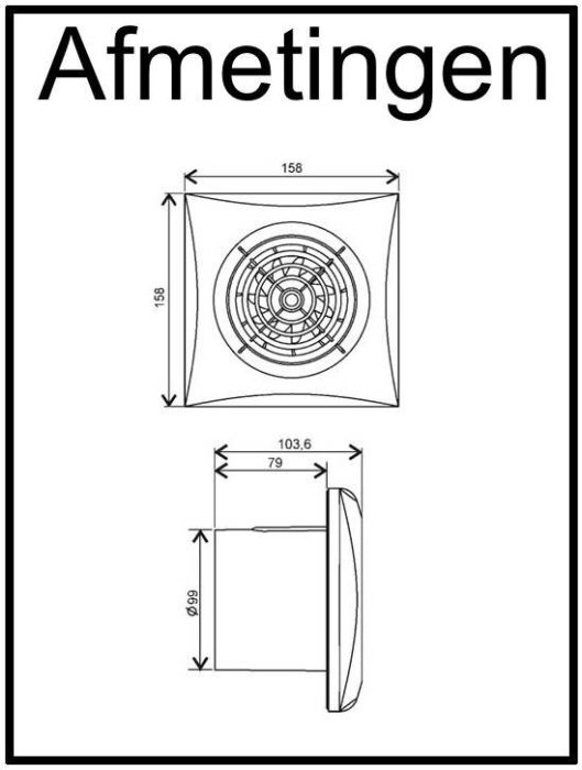 S&P Silent 100 CMZ aan/uit + trekkoord Badkamer / toilet ventilator -Ø100mm 