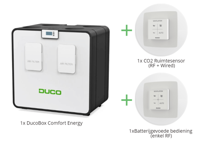 All-in-one DucoBox Energy Comfort WTW-unit - 325 m3/h - CO2 en RF Bediening