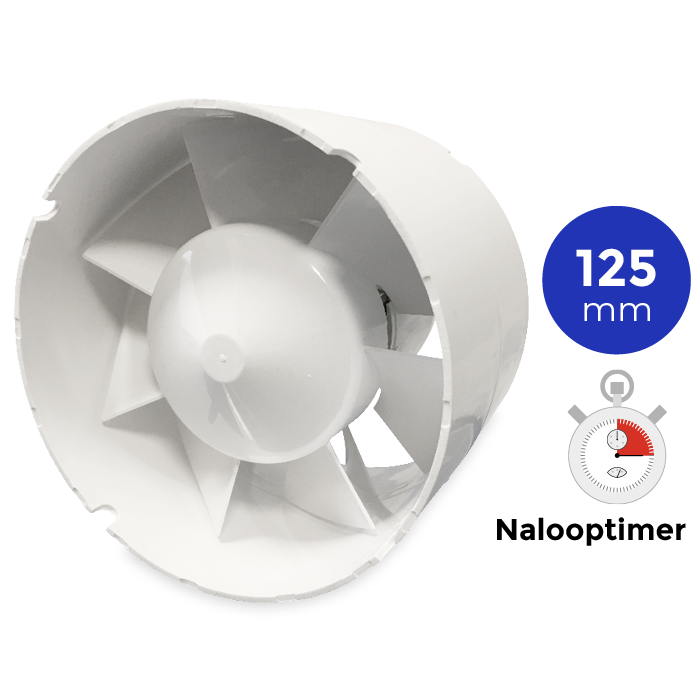 TUBO 125 inschuif-buisventilator - in kanaal Ø125mm - met timer