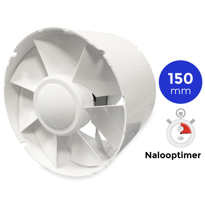 TUBO 150 inschuif-buisventilator - in kanaal Ø150mm - met timer