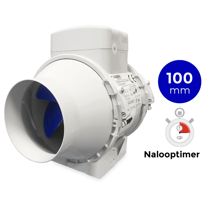 TURBO-E-100T buisventilator -  met nalooptimer - Ø100mm