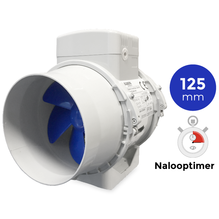 TURBO-E-125T buisventilator -  met nalooptimer - Ø125mm