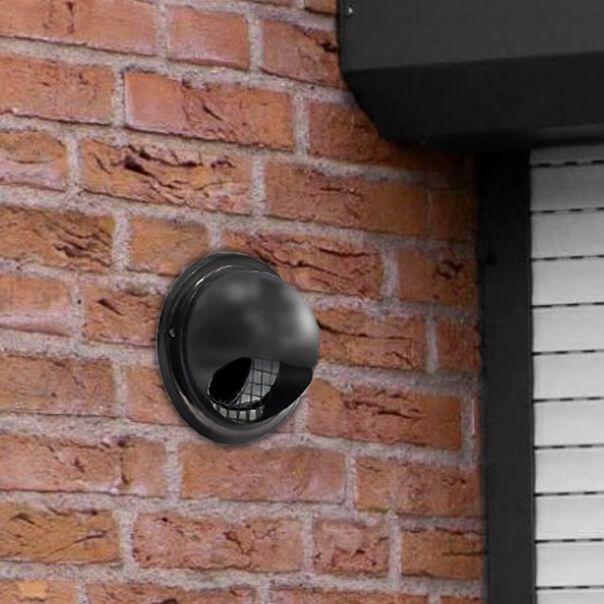 Bolrooster ZWART Ø 125mm met grofmazig gaas - hoge doorlaat