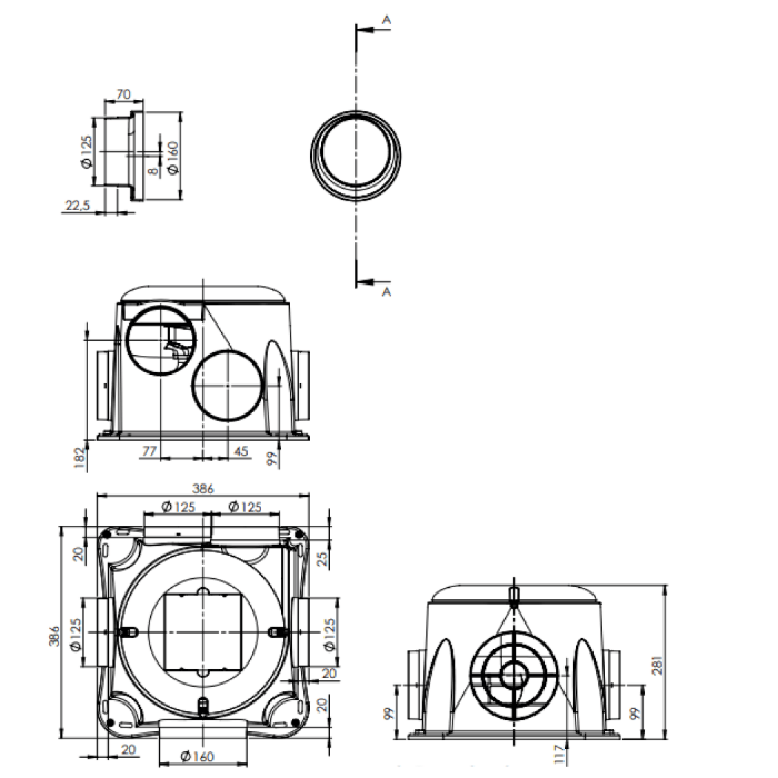 Zehnder Woonhuisventilator Comfofan Silent 460 m3/h + CO2 sensor (Perilex)