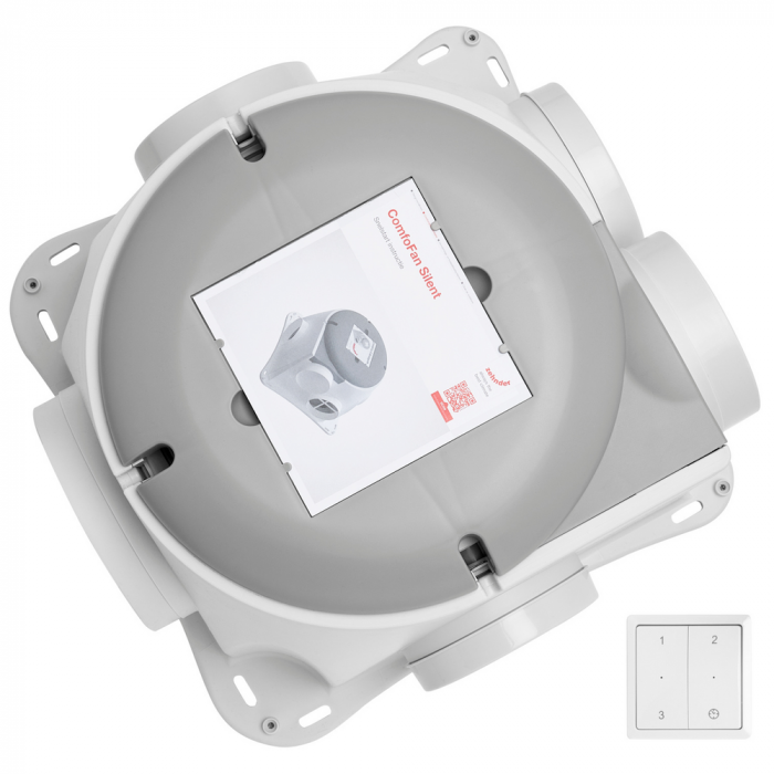 Zehnder Woonhuisventilator Comfofan Silent 460 m3/h met vochtsensor (Perilex) + RFZ zender Zehnder Woonhuisventilator Comfofan Silent 460 m3/h met vochtsensor (Perilex) + RFZ zender