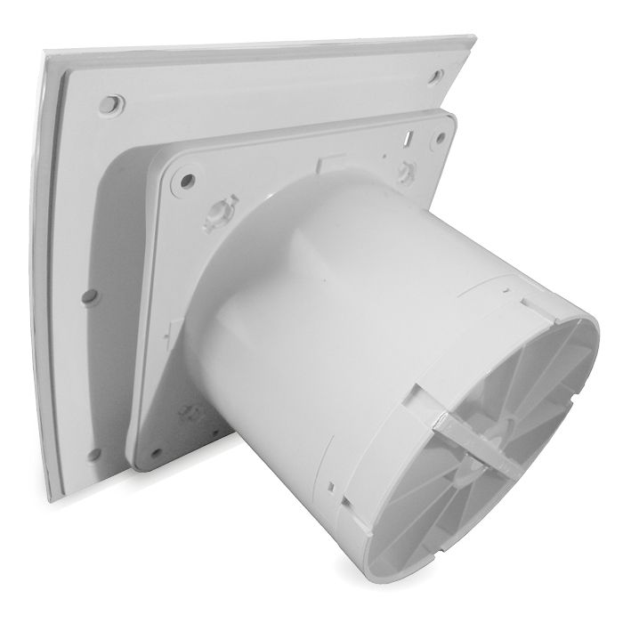 Badkamer/toilet ventilator - met timer & vochtsensor - Ø100mm - gebogen glas - mat wit