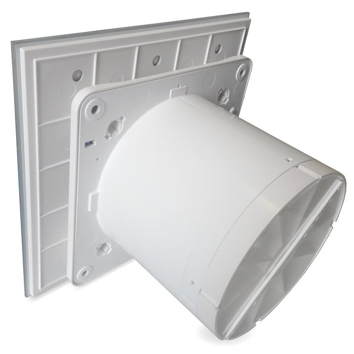 Badkamer/toilet ventilator - met timer & vochtsensor - Ø125mm - vlak glas - mat wit