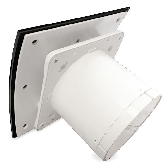 Badkamer/toilet ventilator - standaard - Ø100mm - gebogen glas - mat zwart