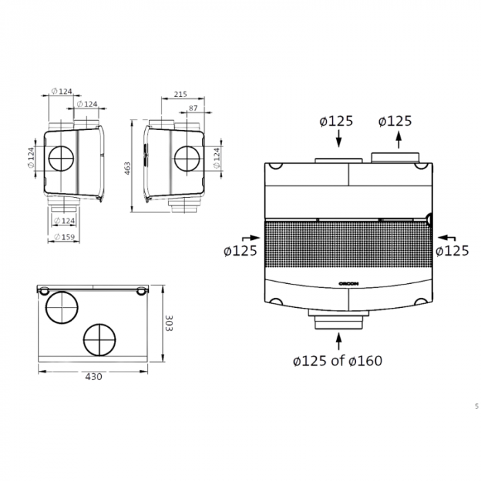 Orcon MVS 15RHB 520m3/h + vochtsensor + RFT bediening - randaarde stekker - 4 ventielen Orcon MVS 15RHB 520m3/h + vochtsensor + RFT bediening - randaarde stekker - 4 ventielen