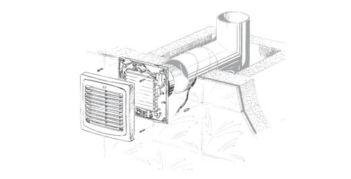 Blauberg met automatische lamellen Ø100mm - met nalooptimer en vochtsensor