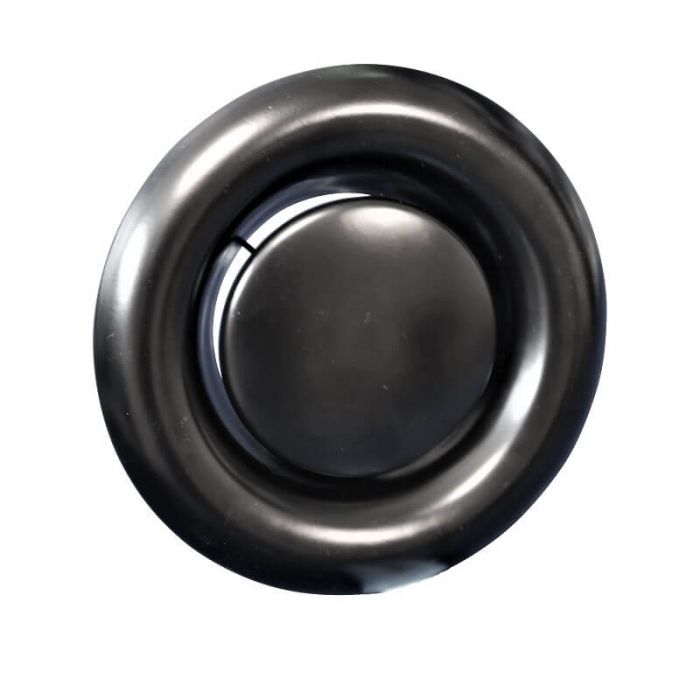 Rooster/ventiel Ø125mm staal - afvoer - met veer - zwart 