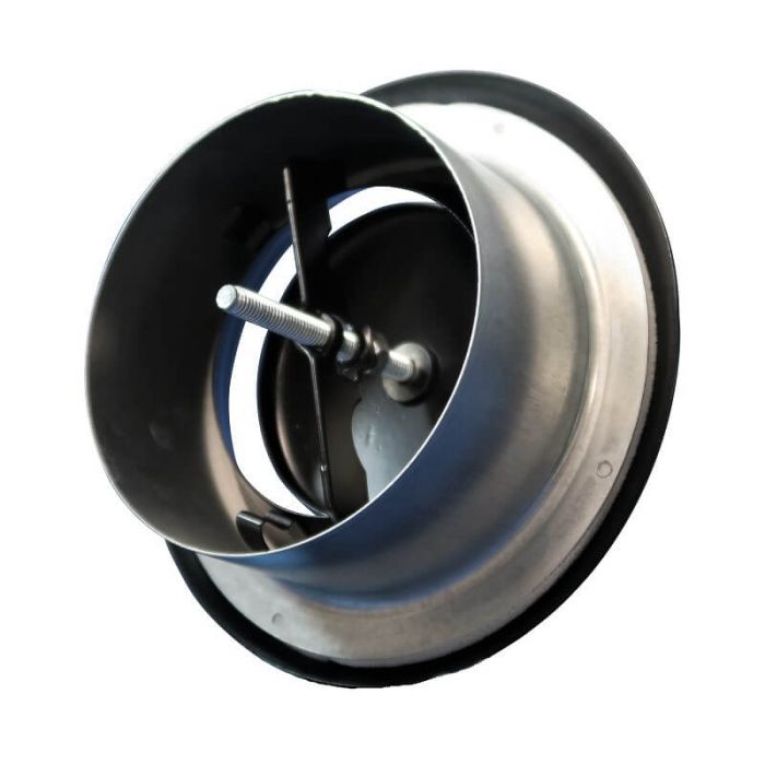 Rooster/ventiel Ø125mm staal - afvoer - met bus - zwart