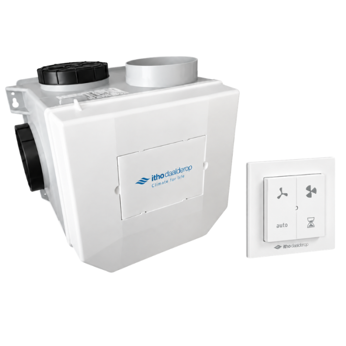 Itho woonhuisventilator met vochtsensor CVE-S ECO RFT SE - eurostekker - inclusief RFT AUTO afstandsbediening Itho woonhuisventilator met vochtsensor CVE-S ECO RFT SE - eurostekker - inclusief RFT AUTO afstandsbediening