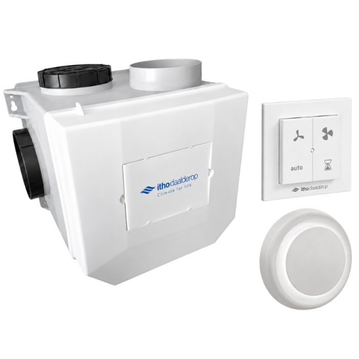 Itho Daalderop CVE-S eco fan ventilator box alles-in-1 pakket SE/SH + vochtsensor + RFT auto + 4 ventielen - euro stekker & perilex stekker Itho Daalderop CVE-S eco fan ventilator box alles-in-1 pakket SE/SH + vochtsensor + RFT auto + 4 ventielen - euro stekker & perilex stekker