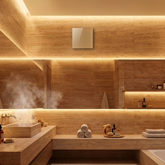 Badkamer/toilet ventilator - standaard - Ø100mm - vlak glas - mat wit