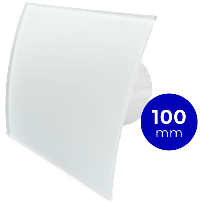 Badkamer/toilet ventilator - standaard - Ø100mm - gebogen glas - mat wit