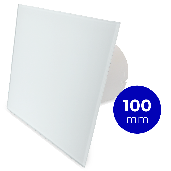 Badkamer/toilet ventilator - standaard - Ø100mm - vlak glas - mat wit