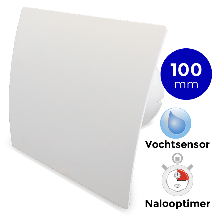 Badkamer/toilet ventilator - met timer & vochtsensor - Ø100mm