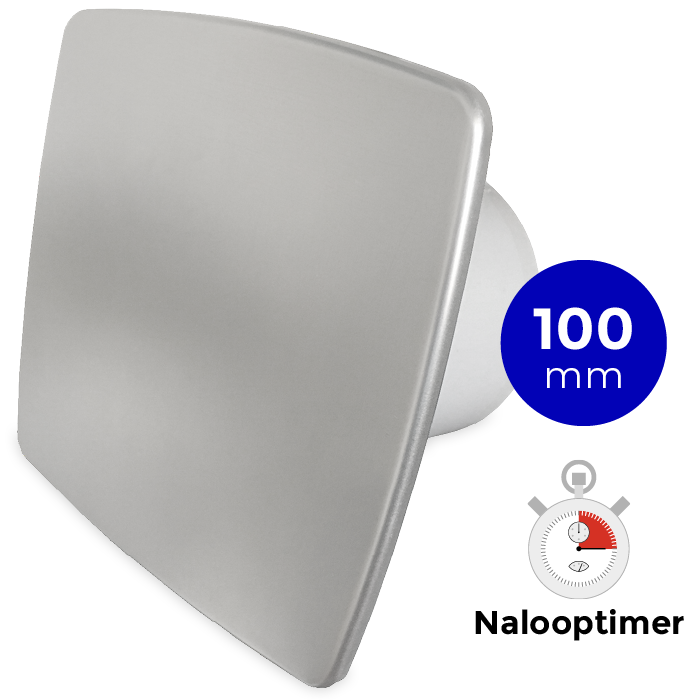 Badkamer/toilet ventilator - met timer - Ø100mm - bold-line RVS 