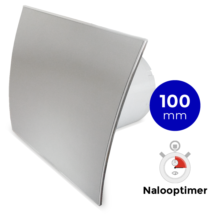 Badkamer/toilet ventilator - timer - Ø100mm - RVS gebogen