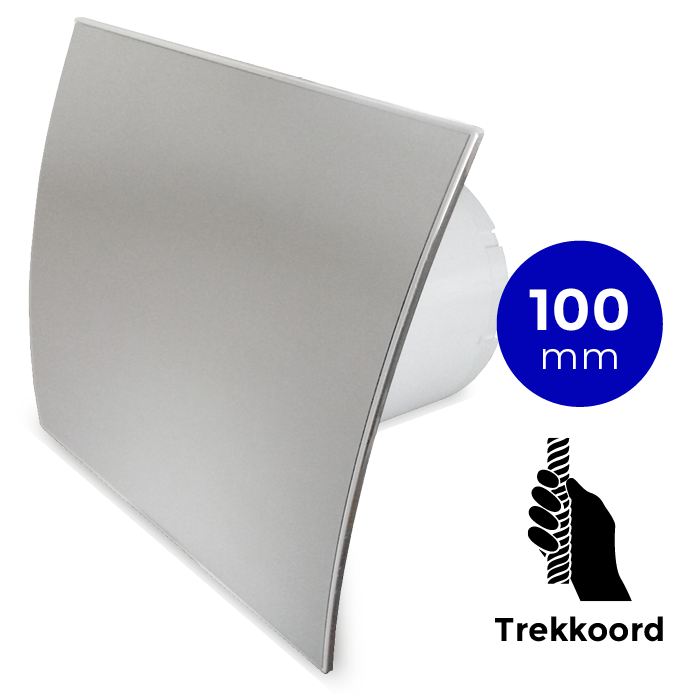 Badkamer/toilet ventilator - trekkoord - Ø100mm - RVS gebogen