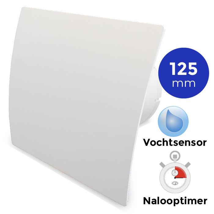 Badkamer/toilet ventilator - met timer & vochtsensor - Ø125mn