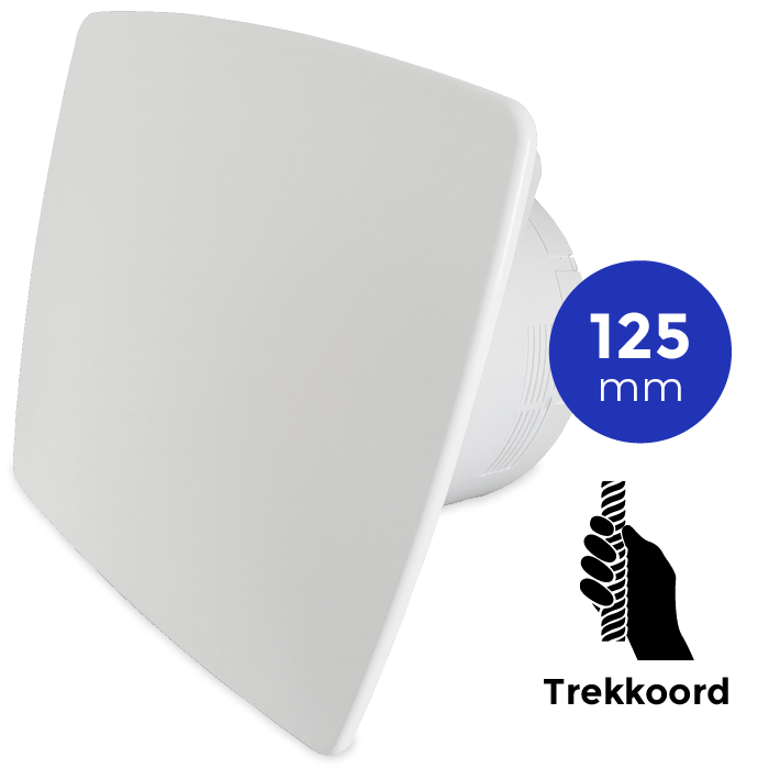 Badkamer/toilet ventilator - trekkoord - Ø125mm - bold-line