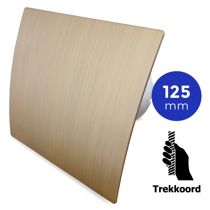 Badkamer/toilet ventilator - trekkoord - Ø125mm - goud