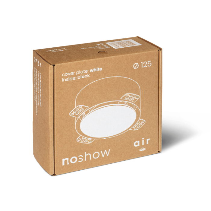 NoShow instucbaar designventiel 125mm - toevoer/afvoer - ZWART