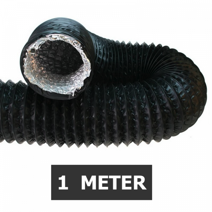 Ongeïsoleerde zwarte flexibele slang - Ø150mm - 1 meter 