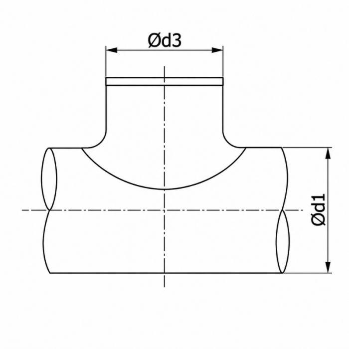 Zadelstuk 90 graden - op buis Ø355/315mm met aftakking  Ø125mm