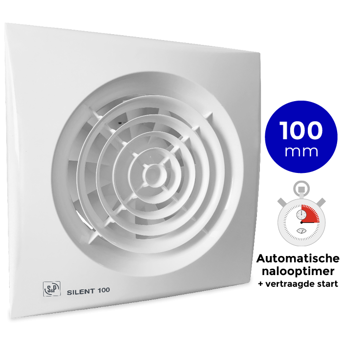 S&P Silent 100 CRIZ AUTOMATISCHE TIMER Badkamer/ toilet ventilator - Ø100mm