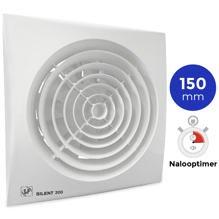 S&P Silent 300 CRZ -NALOOPTIMER- Badkamer/ toilet ventilator - Ø150mm