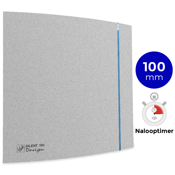 S&P Silent Design 100 CRZ TIMER Badkamer/ toilet ventilator - Ø100mm (zilver)